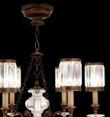 Eaton Place Chandelier, Round, 6-Light, Rustic Iron, Garnet Undertones, Faceted Channel-Set Crystal Shades, 32"W (595440ST 6DN4)