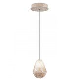 Natural Inspirations Pendant, Round, 1-Light, LED, Natural Quartz Glass, Gold-Toned Silver Leaf Canopy, 5.5"W (852240-29LD KL7H)