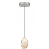 Natural Inspirations Pendant, Round, 1-Light, LED, Natural Quartz Glass, Platinized Silver Leaf Canopy, 5.5"W (852240-18LD KL80)