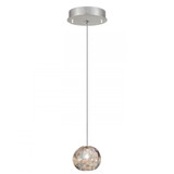 Natural Inspirations Pendant, Round, 1-Light, LED, Dichroic Glass Crystal, Platinized Silver Leaf Canopy, 5.5"W (852240-106LD KL8A)