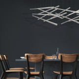 Elevate Linear Chandelier, Glass Spire, 8-Light, LED, Crystal Stardust, Silver Leaf Canopy, 62"W, Fine Art Handcrafted Lighting (894840-132ST NKYY)