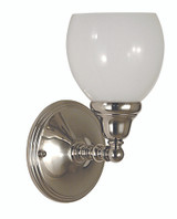 Sheraton Wall Sconce, 1-Light, Polished Brass, White Gloss Glass Shade, 9.5"H (2427 PB VC8J)