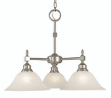 Taylor Chandelier, 3-Light, Polished Nickel with Champagne , White Marble Glass Shade, 25"W (2439 PN/CM VD8C)