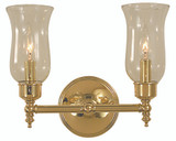 Sheraton Wall Sconce, 2-Light, Polished Brass, Hurricane Glass Shade, 10.5"H (2502 PB VF4X)