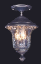 Carcassonne Outdoor Ceiling Mount, 3-Light, Iron, Clear Mottled Glass Shade, 14"H (8321 IRON R9LA)