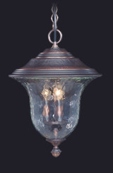 Carcassonne Outdoor Ceiling Mount, 3-Light, Siena Bronze, Clear Mottled Glass Shade, 18"H (8331 SBR R9LV)
