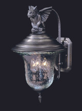 Carcassonne Exterior Wall Mount, 3-Light, Iron, Clear Mottled Glass Shade, 19"H (8505 IRON RAJK)