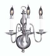 Jamestown Wall Sconce, 3-Light, Satin Pewter, 14"H (9123 SP RCKM)