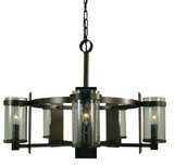 Hammersmith Chandelier, 5-Light, Mahogany Bronze with Clear Glass, Clear Seedy Glass Cylinder Shade, 23"W (4435 MB/C 9Q49C)