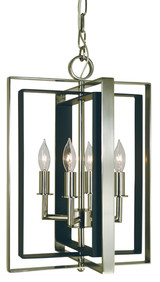 Symmetry Mini Chandelier, 4-Light, Brushed Nickel with Matte Black, 12"W (4860 BN/MBLACK 9Q95H)