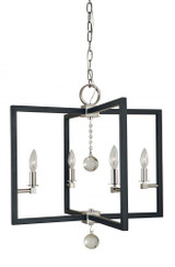 Minimalist Elegant Chandelier, 4-Light, Nickel, 22"W (5364 PN/MBLACK A08C3)