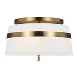 Cordtlandt Semi Flush Mount, 3-Light, Burnished Brass, White Linen Shade, 14"W (AF1143BBS 706U0NJ)