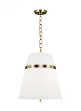 Cordtlandt Large Pendant, 3-Light, Burnished Brass, White Linen Shade, 18"W (AP1173BBS 706TZNL)