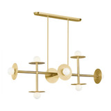 Nodes Chandelier, 8-Light, Burnished Brass, Milk White Shade, 53.13"L (KC1008BBS 706TXQT)
