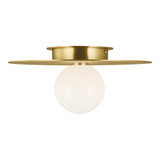 Nodes Medium Flush Mount, 1-Light, Burnished Brass, Milk White Shade, 14"W (KF1011BBS 706TYM5)