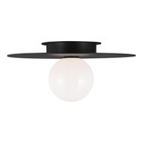 Nodes Medium Flush Mount, 1-Light, Midnight Black, Milk White Shade, 14"W (KF1011MBK 706TYM6)