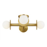 Nodes Flush Mount, 4-Light, Burnished Brass, Milk White Shade, 18"W (KF1034BBS 706TYM9)