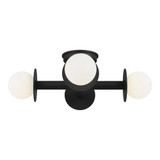 Nodes Flush Mount, 4-Light, Midnight Black, Milk White Shade, 18"W (KF1034MBK 706TYMA)