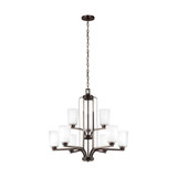 Franport Nine Light Chandelier Bronze