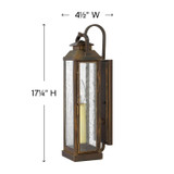 Revere Outdoor Wall Mount Lantern, 1-Light, Sienna Brown, 17.25"H (1180SN D48K)