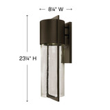 Shelter Outdoor Wall Mount Lantern, 1-Light, Buckeye Bronze, 23.25"H (1325KZ D67C)