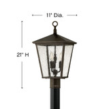 Trellis Outdoor Post Top or Pier Mount Lantern, 3-Light, Regency Bronze, 21"H (1431RB D74H)