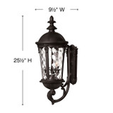 Windsor Outdoor Wall Mount Lantern, 3-Light, Black, 25.5"H (1894BK K3M6)