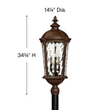 Windsor Outdoor Post Top or Pier Mount Lantern, 6-Light, River Rock, 34.75"H (1921RK 63WN)