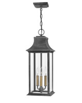 Adair Outdoor Pendant, 3-Light, Antique Nickel, Heritage Brass, 23"H (2932DZ-LL YJ44)