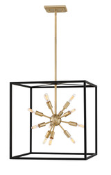 Aros Pendant, 12-Light, Black/Warm Brass, 20"W (46314BLK YH4G)