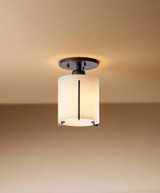 Exos Semi-Flush Mount, 1-Light, Black, Opal Glass, 6"W (123775-SKT-10-GG0140 8JU0)