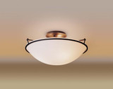 Plain Semi-Flush Mount, 3-Light, Natural Iron, Sand Glass, 17.2"W (124304-SKT-20-SS0053 CEKR)