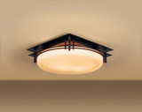 Banded Semi-Flush Mount, 2-Light, Natural Iron, Opal Glass, 13.6"W (124394-SKT-20-GG0097 CFJ8)
