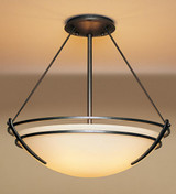 Presidio Tryne Semi-Flush Mount, 3-Light, Black, Sand Glass, 28.6"W (124442-SKT-10-SS0054 CHHQ)