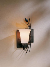 Forged Leaf Right Wall Sconce, 1-Light, Bronze, Opal Glass, 14.75"H (205122-SKT-RGT-05-GG0035 A2TG8)