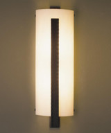 Forged Vertical Bar Wall Sconce, 2-Light, Black, White Art Glass, 23.25"H (206730-SKT-10-BB0401 A8PX0)