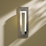 Forged Vertical Bar Wall Sconce, 1-Light, Dark Smoke, Opal Glass, Patina Copper Accent, 15"H (217185-SKT-07-CP-GG0065 AFX5G)