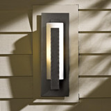 Forged Vertical Bar Outdoor Wall Sconce, 1-Light, Coastal Natural Iron, Opal Glass, 15"H (307285-SKT-20-GG0066 LHTHN)