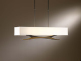 Moreau Linear Chandelier, 4-Light, Long Height, Bronze, Natural Anna Shade, 42"W (137655-SKT-LONG-05-SF4298 398AFH)
