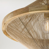Capital 1-Light Dual Mount Pendant in Matte Brass with Mango Wood and Handwrapped Natural Jute Rope String 