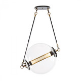 Otto Pendant, 2-Light, Short Height, Brass w/ Black, Stainless Steel Mesh tube, 28.4"W (134405-SKT-SHRT-31-ZK0219 3W4KG1)