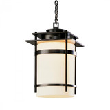 Banded Outdoor Pendant, 1-Light, Coastal Dark Smoke, Opal Glass, 14"W (365894-SKT-77-GG0148 3WEW9L)
