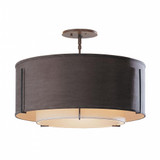 Exos Semi-Flush Mount, 3-Light, Dark Smoke, Natural Anna Inner/Natural Anna Outer Shade, 22.9"W (126503-SKT-07-SF1590-SF2290 46C6J1)