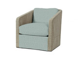 Palecek Carmine Swivel Lounge Chair, Fog White, Mixed I/O Aqua Tweed 8N, Standard 8155 Cushion 