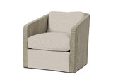 Palecek Carmine Swivel Lounge Chair, Fog White, Beige Kn Ottoman Stripe 4B, Deluxe 8156 Cushion 