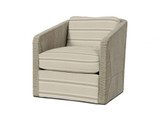 Palecek Carmine Swivel Lounge Chair, Fog White, Mixed I/O Belgium Natural Stripe 8S, Standard 8155 Cushion 