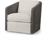 Palecek Carmine Swivel Lounge Chair, Mocha Wash, Beige I/O Natural Sand Weave 3X, Standard 8155 Cushion 