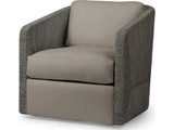 Palecek Carmine Swivel Lounge Chair, Mocha Wash, Gray Storm Leatherette 6C, Deluxe 8156 Cushion 