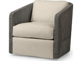 Palecek Carmine Swivel Lounge Chair, Mocha Wash, Beige Tweed Weave Sand 4Z, Deluxe 8156 Cushion 