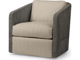 Palecek Carmine Swivel Lounge Chair, Mocha Wash, Beige Tan Python Leatherette 5P, Standard 8155 Cushion 